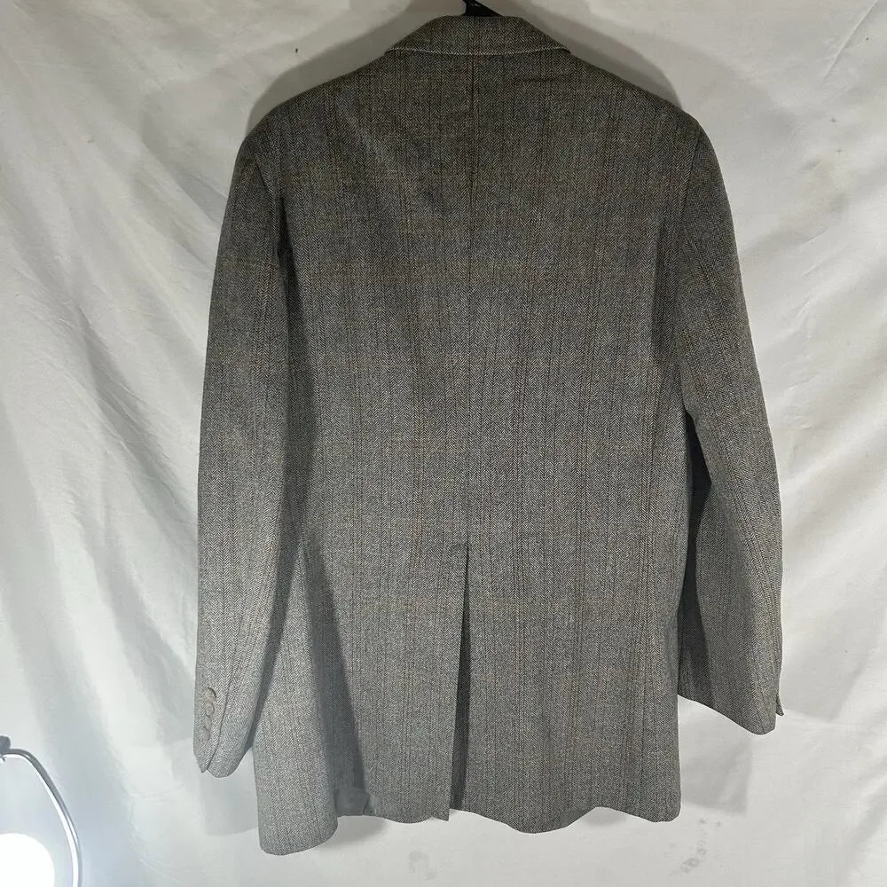Chaps Ralph Lauren Gray Herringbone Windowpane Wool‎ Blazer Sport Coat Men